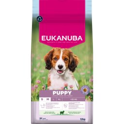 2x12kg Puppy Small & Medium Breed cordeiro e arroz Eukanuba ração cães