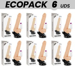 ECOPACK 6 UNIT - BASECOCK VIBRADOR REALISTA CONTROLE REMOTO NATURAL COM TESTÍCULOS 19.5 CM -O- 4 CM