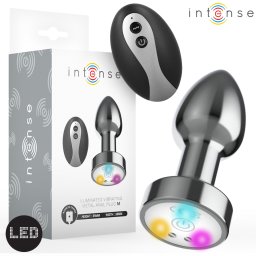 INTENSE - PLUG ANAL DE METAL VIBRANTE COM LUZES LED E CONTROLE REMOTO - TAMANHO M