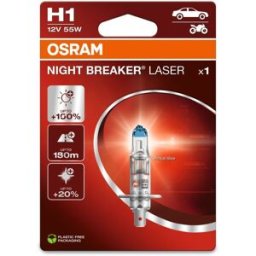 Ams-Osram Lâmpada incandescente OSRAM Night Breaker Laser H1 12V, 55W, 1 Peça