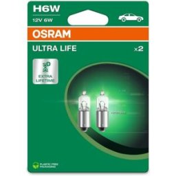 Ams-Osram Lâmpada incandescente OSRAM Ultra Life H6W 12V, 6W, 2 Peça