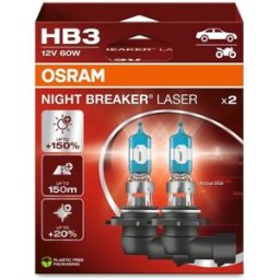 Ams-Osram Lâmpada incandescente OSRAM Night Breaker Laser HB3 12V, 60W, 2 Peça