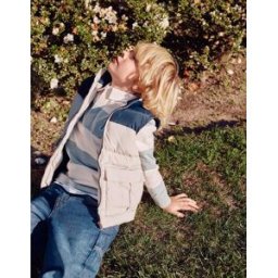 ZIPPY Colete acolchoado com bolsos com aba para menino, azul-escuro/bege Beige 4-5 Years