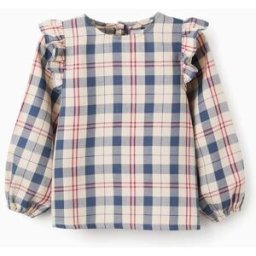 ZIPPY Blusa de Algodão com Xadrez para Menina 'B&S',; Bege/Azul/Vermelho Beige 7-8 Years