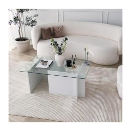 Mesa de centro ESCAPE 40x105 cm branco/transparente