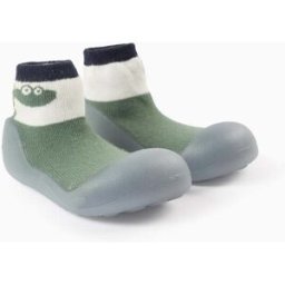 ZIPPY Steppies Meias-Pantufas para Bebé Menino 'Dinossauro', Verde Verde 19.5