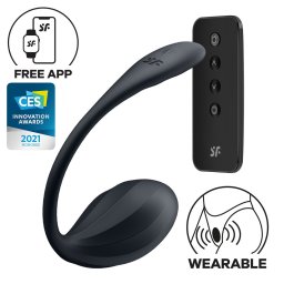 Ovo Vibratório Recarregável Satisfyer Ribbed Petal Connect APP Preto