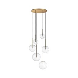 Ideal Lux - Candeeiro suspenso LED EQUINOXE 6xG4/2W/230V diâmetro 65 cm latão/transparente