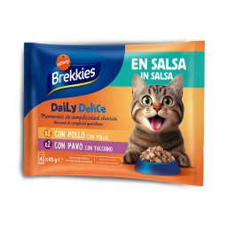 24x85g Daily Delice frango peru molho Brekkies comida para gatos