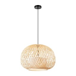 Nordlux - Candeeiro suspenso HISOKA 1xE27/40W/230V preto/bambu