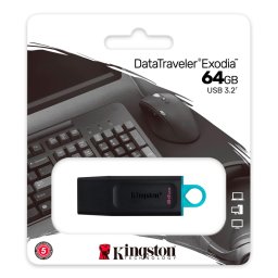 Kingston DataTraveler Exodia 64GB USB 3.2 Preta