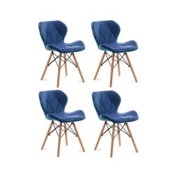 CONJUNTO 4x Cadeira de refeição TRIGO 74x48 cm azul escuro/faia