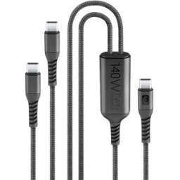 Cellular line Cabo Duplo USB-C Cellularline Twin Charge Cable - 140W - 1.5m - Preto