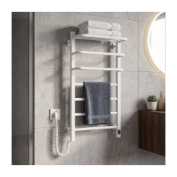 Toalheiro elétrico com termostato FORTIS 155W 80x48 cm branco esquerdo