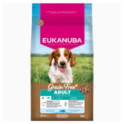 3kg Grain Free Adult Small Medium peixe mar Eukanuba ração para cão
