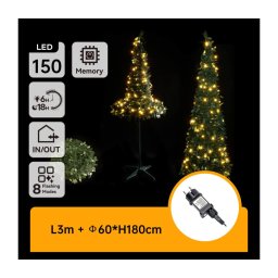 Aigostar - Árvore de Natal LED para exterior, 150 LEDs / 230 V, 1,8 m, IP44, verde, branco quente