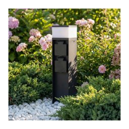 Brilagi - Lâmpada exterior com 2 tomadas SCHUKO 1xG9/11W/230V IP44 preta