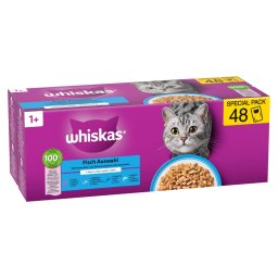 48x85g Seleção de peixe em gelatina Whiskas 1+ saquetas gatos