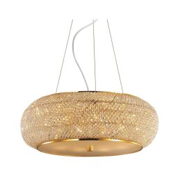 Ideal Lux - Candeeiro suspenso de cristal PASHA 14xE14/40W/230V diâmetro 65 cm dourado