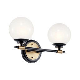 Kichler KL-BENNO2-BK-CPZ-LED Luminária para casa de banho BENNO 2xLED/3W/230V preto/dourado IP44