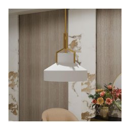 Quoizel QZ-BRECKEN-2P-AB-OPAL - Lustre de haste BRECKEN 2xE27/60W/230V dourado/branco