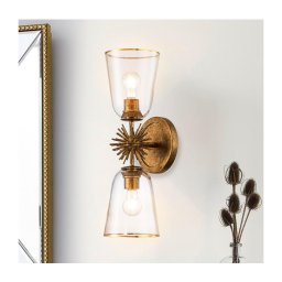 Quoizel STARING-2WB-DG-CLEAR - Aplique de parede STARING 2xE27/40W/230V em cobre