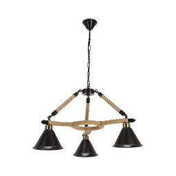 Lustre com corrente NEGRU 3xE27/40W/230V preto/castanho