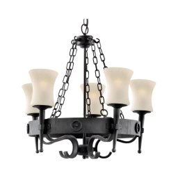 Searchlight 0815-5BK - Lustre suspenso CARTWHEEL com corrente, 5xE27/60W/230V, preto