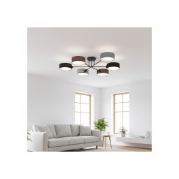 Lustre de teto de montagem à superfície MAGA 6xE14/10W/230V preto/castanho/cinzento