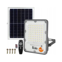 LED refletor solar dimerizável LED/50W/3,2V 5000K 6000 mAh IP65 preto + controlo remoto
