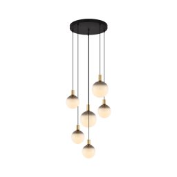 Zuma Line 003064-034740- Lustre suspenso com cabo NUA 6xE27/25W/230V Ø 75 cm dourado/preto