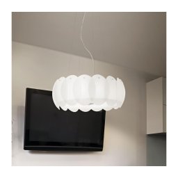 Ideal Lux - Lustre suspenso por cabo OVALINO 5xE27/60W/230V Ø 44 cm branco