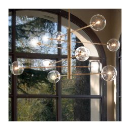 Ideal Lux - Candeeiro suspenso LED EQUINOXE 12xG4/2W/230V diâmetro 124 cm latão/transparente