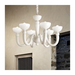Ideal Lux - Lustre com corrente BON BON 8xE14/28W/230V Ø 95,5 cm branco