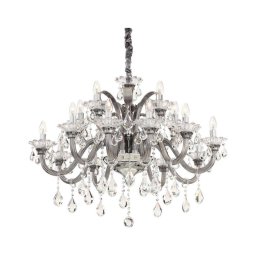 Ideal Lux - Candeeiro suspenso de cristal COLOSSAL 15xE14/40W/230V diâmetro 95 cm cinzento