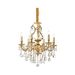 Ideal Lux - Candeeiro suspenso de cristal GIOCONDA 6xE14/40W/230V diâmetro 62 cm dourado
