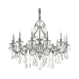 Ideal Lux-Candeeiro suspenso de cristal GIOCONDA 12xE14/40W/230V diâmetro 90 cm prateado
