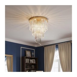 Ideal Lux - Candeeiro integrado de cristal CARLTON 12xE14/40W/230V diâmetro 50 cm dourado