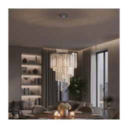 Ideal Lux - Candeeiro suspenso de cristal CARLTON 12xE14/40W/230V diâmetro 50 cm cromado