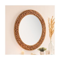 Atmosphera - Espelho de parede ANOKI diâmetro 99 cm eucalipto