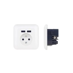 Tomada doméstica com USB, padrão francês, 250V/16A