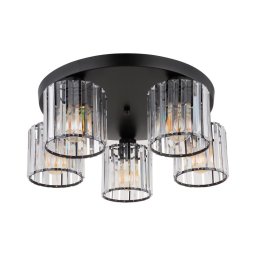 Globo 15742-5D - Candeeiro integrado JORDANA 5xE27/60W/230V diâmetro 46,5 cm preto