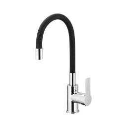 KFA Armatura 6553-915-00-Torneira para lava-loiça com braço flexível RUMBA 40,5cm preto/cromado brilhante