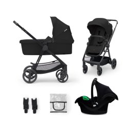 KINDERKRAFT -Carrinho de bebé combinado 3em1 NEWLY Clássico preto + assento de automóvel MINK PRO