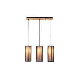 Lustre suspenso KIOTO 3xE27/40W/230V preto/faia