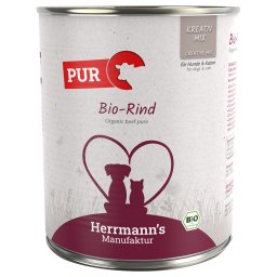 6x800g bio vaca Bio Carne pura Herrmann's comida húmida cães