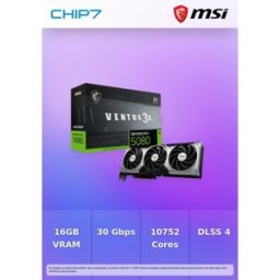 Placa Gráfica MSI GeForce RTX 5080 / 16GB GDDR7 / DLSS 4 / Ventus 3X OC