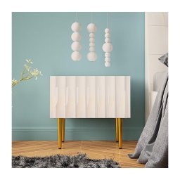 Mesa de cabeceira ARCOS 46x50 cm branco/dourada