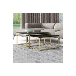 CONJUNTO 2x Mesas de centro DUAL preto/dourado
