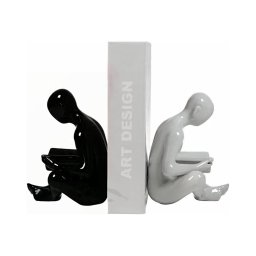 Aparador de livros 17,5x13x14 cm preto/branco